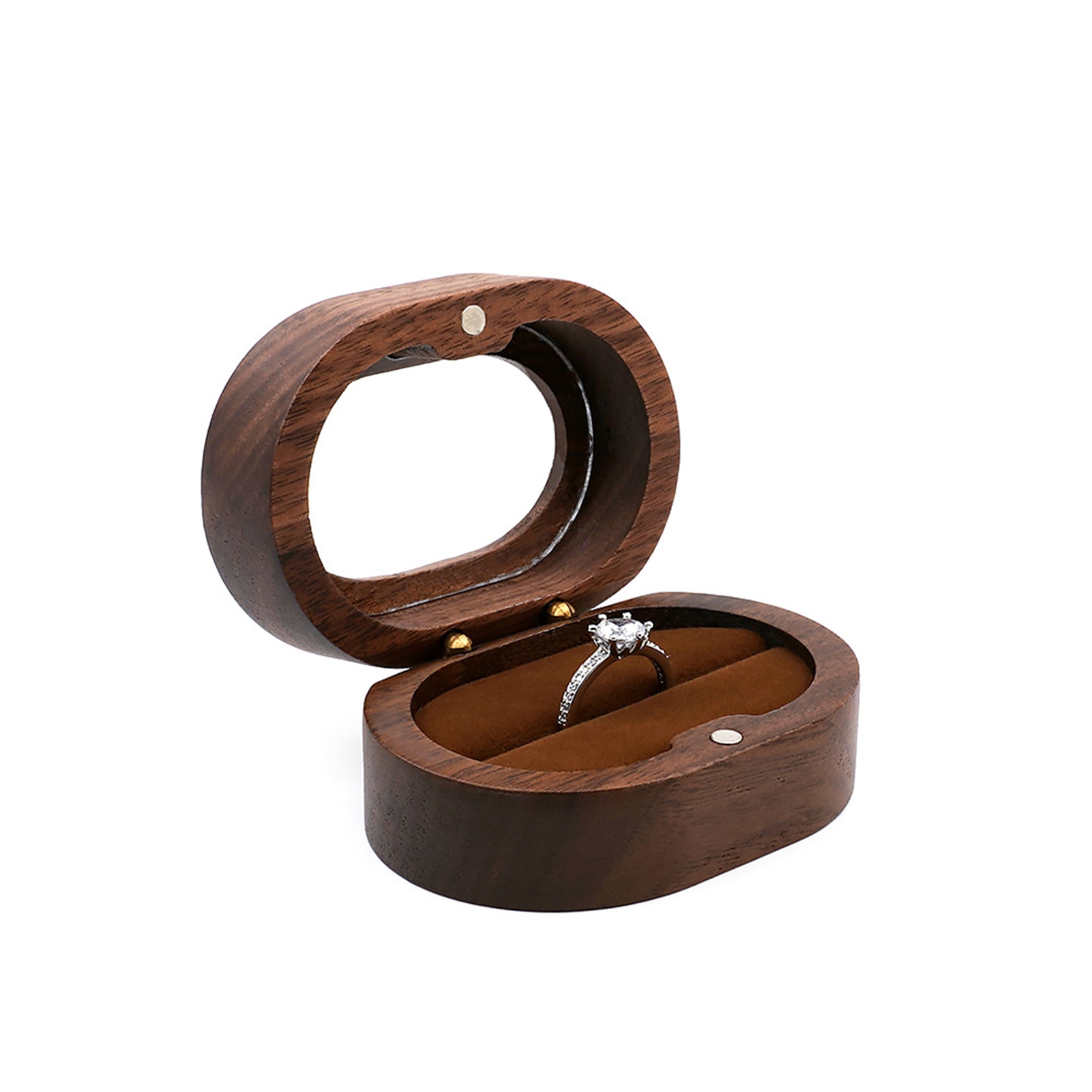 MQing Couple Ring Box Display Visible Design Chic Solid Marriage