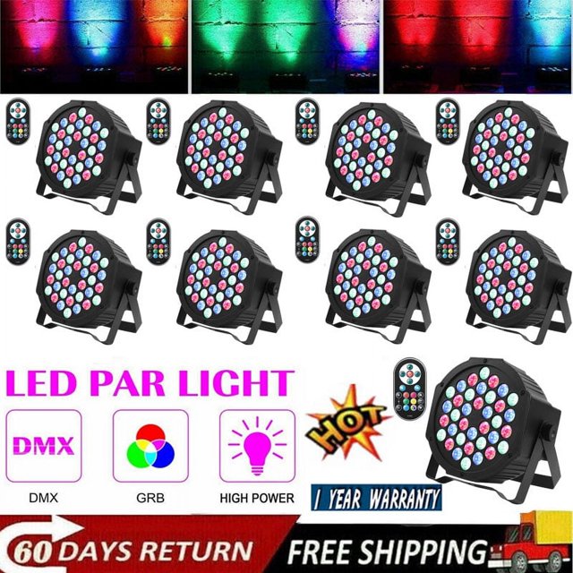 Par Lights 36W RGB Wireless Battery Powered Sound Activated Remote Control for Wedding Party Church 8 Pack