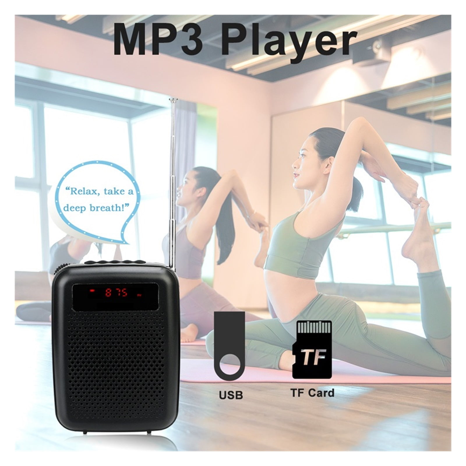 Megaphone Portable Voice Amplifier Microphone Speaker 12W FM Recording Mp3 Player FM Radio Tour Guide Teaching ,Powerful&Original Sound