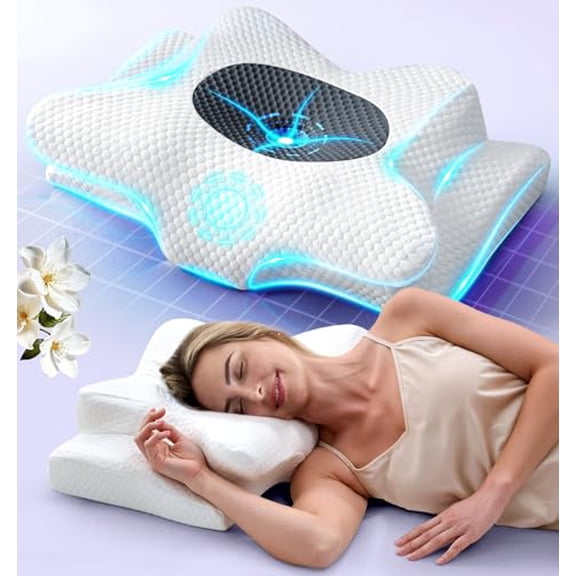 Ergonomic Contour Memory Foam Pillow for Side, Back, and Stomach Sleepers, Cooling Cervical Support Pillow for Neck Pain Relief and Comfortable Sleep