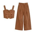 thumbnail image 3 of ITSAME Girls Outfit 2-Piece, Button Up Denim Vest and Flared Jeans Summer Fashion Casual Clothes Brown Size 3-4T, 3 of 6