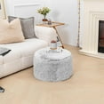 thumbnail image 5 of Ottoman Stuffed with PP Cotton Pouf Filler, Velvet Floor Pouf,Round Ottoman Foot Stool Cushion Storage Ottoman, 20 * 12 Inches Foot Rest for Living Room, Home Decor (Snow Gray), 5 of 17