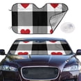 thumbnail image 3 of Lsque Heart Black Buffalo Plaid Gingham Car Windshield Sun Shade | Accordion Folding Style Auto Shade for Car Truck SUV Van | Blocks UV Rays Sun Visor Protector | Medium, 3 of 7