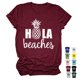 thumbnail image 2 of Camiseta de la letra impresión cuello redondo manga corta Casual suelta cómoda básica verano Top Borgoña blanco fuente L, 2 of 4