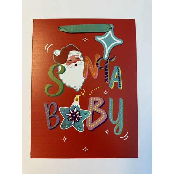 Medium Multicolor Santa Baby Christmas Paper Gift Bag Set, 7.5" x 4.5" x 9.87", 4 Count, by Holiday Time