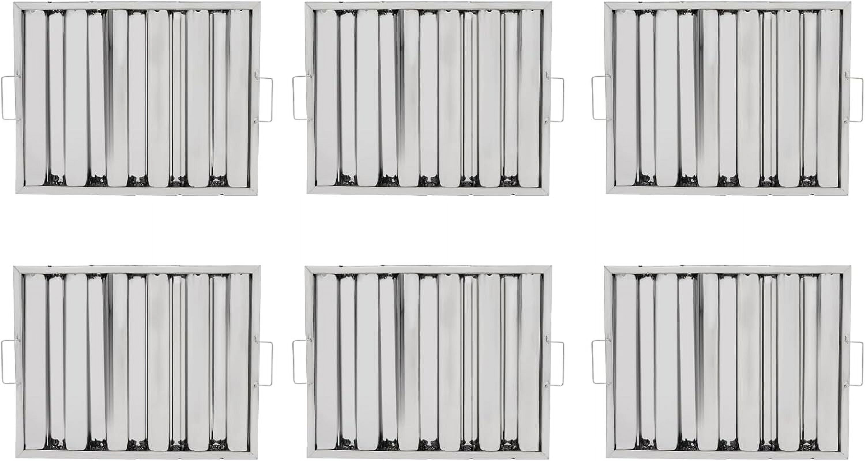 Stainless Steel Hood Filter 19.5W x 15.5H Inch, 5 Grooves Commercial Kitchen Restaurant Range Hood Filters, Set of 6 Grease Filter for Grease Rated Exhaust Hoods