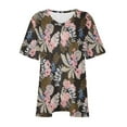 thumbnail image 4 of Titcea Plus Size Tops for Women Floral Print V Neck Short Sleeve Oversized T Shirts Loose Comfort Casual Holiday Shirt, 4 of 4