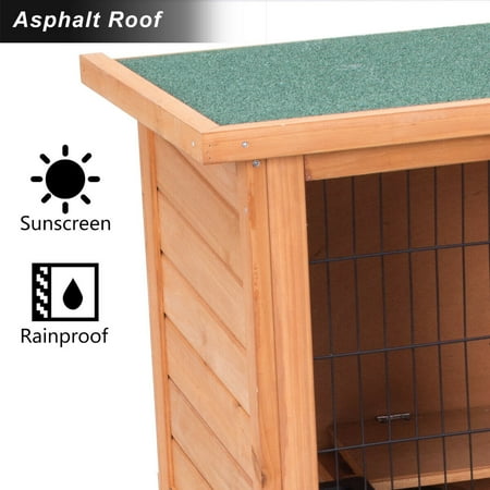 Gymax Large Chicken Coop Rabbit Hutch Garden Backyard Wood Hen House