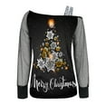 thumbnail image 2 of oqasdz Sweaters for Women Christmas Sequin Blouse Xmas Tree Print Mesh Splice Long Sleeve T Shirt Party Holiday Casual Cozy Soft, 2 of 4