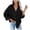 Black, variant on Women Blouse Chiffon Career Loose Fashion Casual Long Sleeve Shirts Tops T Shirt for Women Summer M
