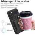 thumbnail image 6 of Phone Case for Samsung Galaxy S23 5G Wallet Cover with Screen Protector and Wrist Strap Lanyard RFID Credit Card Holder Ring Stand Cell Accessories S 23 23S GS23 G5 SM-S911U 6.1 inch Women Men Black, 6 of 13