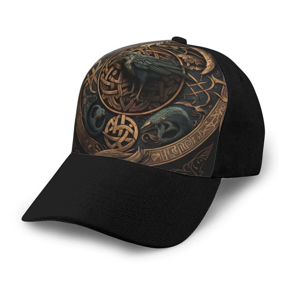 Adjustable Baseball Cap Trucker Hat Fashion Snapback Dad Hats , Runic Scandinavian Circle Vintage