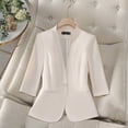 thumbnail image 2 of Taqqpue Blazer for Women Solid Color Long Sleeve V Neck Button Down Suit Jacket Casual 3/4 Sleeve Work Office Plus Size Blazer with Pockets, 2 of 2