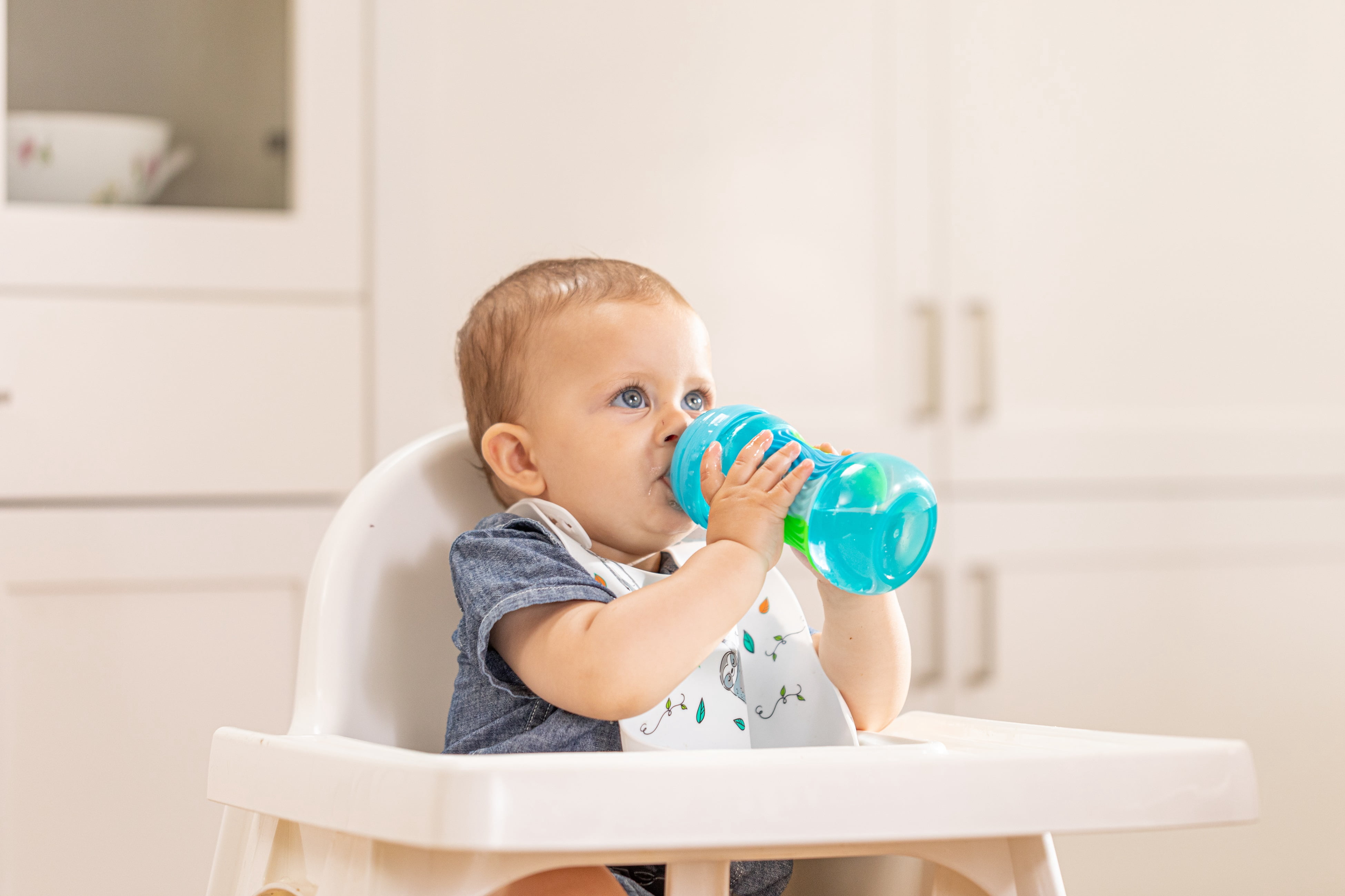 Nuby Clik-It Sili Band Spout Cup,10 fl oz, Blue/Green