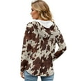 thumbnail image 2 of DISNIMO Cow Print Sweatshirts for Women Long Sleeve Hoodies Waffle Pullover Tops Lightweight Shirt for Fall Winter, L, 2 of 7