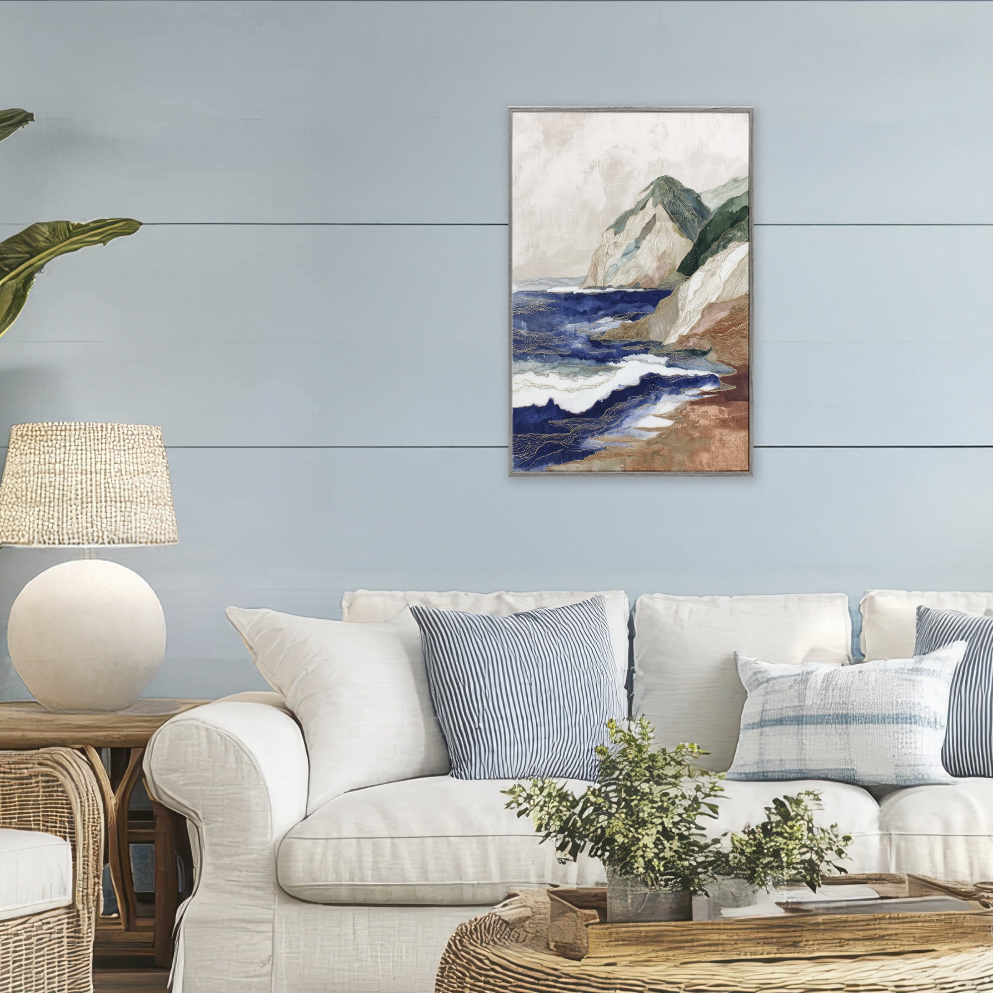 Stupell Industries Cliff Next To The Sea Gray Framed Giclee Art, design by Chromatic Storm Studio