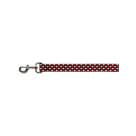 Heart Leash - Red and White Mini Hearts on Black Fun Animal Pet Dog Cat Leash