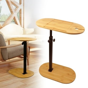 RYANSTAR RACING Adjustable TV Tray Table Side Table Tray for Small Spaces, Sofa Arms Bamboo Height Adjustable Bed or Chair, Living Room, Bedroom TV Tray Table with Phone and Tablet Slots