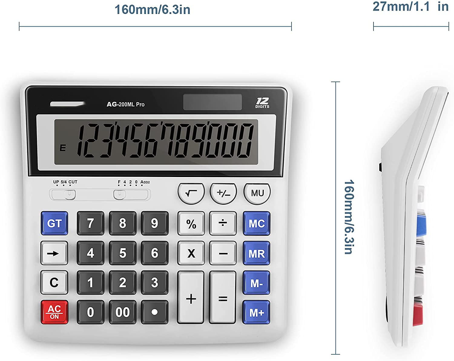Calculator,Standard Function Desktop Calculator,Basic Financial Calculator Solar Powered Accounting Calculator 12 Digit LCD Display Calculators,Office and Home Calculator 