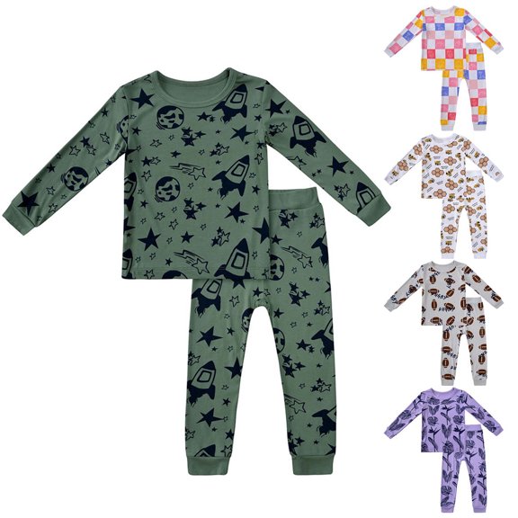 Baby Girl Pajamas Bamboo Long Sleeve Top and Pants Soft Homewear Set Toddler Girl Clothes Green 12-18 Months