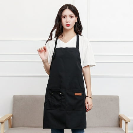 

SHUDAGENG Canvas Pockets Apron Butcher Crafts Baking Chefs Kitchen Cooking BBQ Plain Black