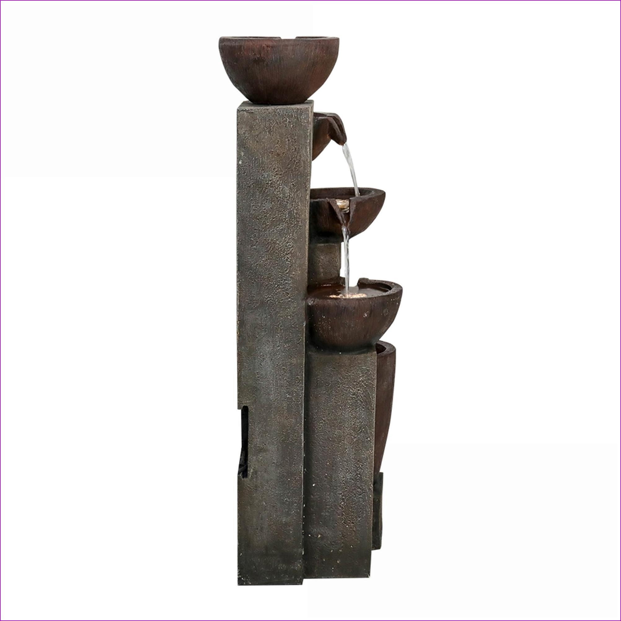 Fountains 39.7 Inch Modern 5-Tier Outdoor Water Fountain for Garden Patio, with LED Lights | Resin | Tiered Fountain