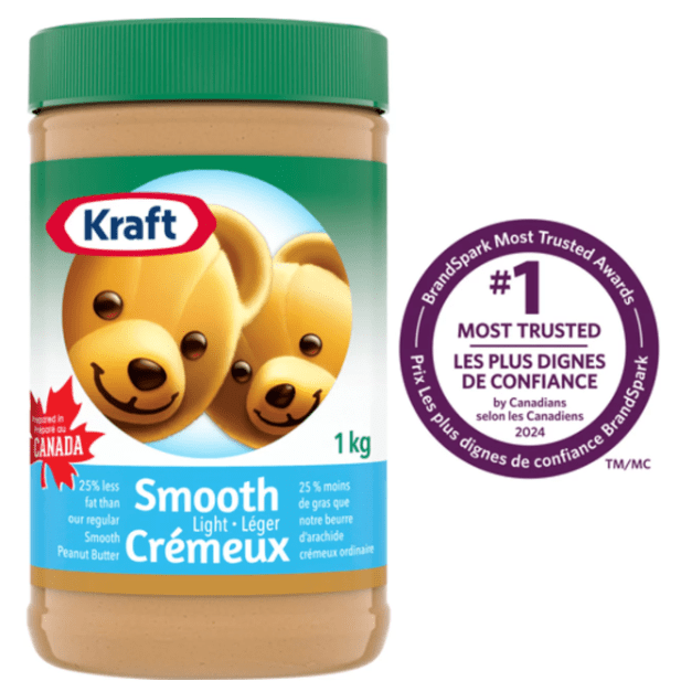 Kraft Peanut Butter Smooth Light 1kg (4 Pack)