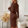 thumbnail image 7 of Warop Womens Cardigan and Dress Set, Button Long Sleeve Open Front Top with Crew Neck Slim Fitted Midi Dress, Casual Daily Wear Outfit, 7 of 7
