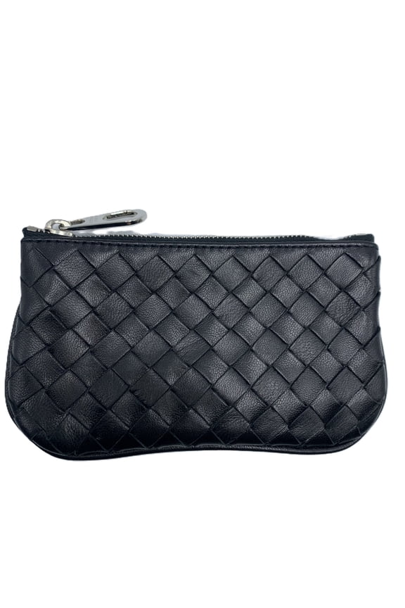 Pre-Owned Bottega Veneta Key Pouch Intrecciato Wallet/Coin Case Coin Purse Ring Black 131232...