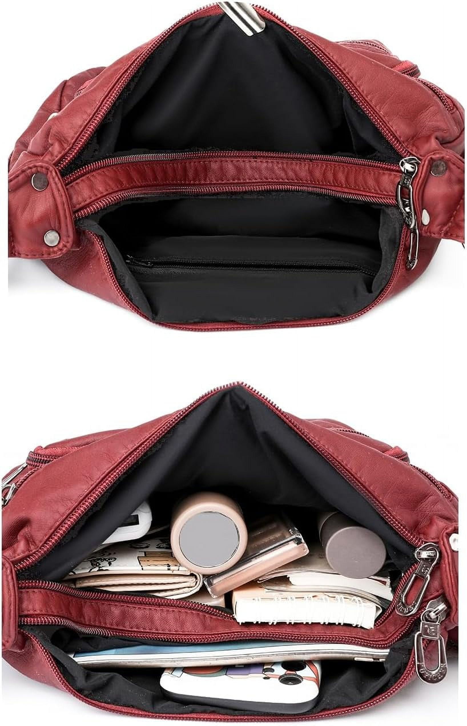 Tote Shoulder Handbags for Women, Soft Leather Crossbody Adjustable Handle Purse with Zip Closure for Shopping Travel