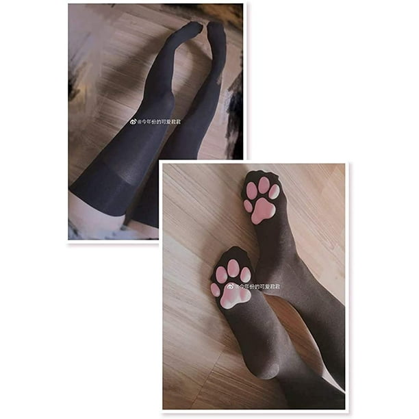 AIMTYD Thigh High Socks Cute Cat Paw Pad Stockings for Girls Women 3D  Kitten Claw Socks Lolita Cat Maid Cosplay Sock Black - Black - 