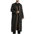 thumbnail image 3 of Olyvenn Men's Muslim Thobe Long Sleeve Embroidery Cuffs Kaftan Jubba Long Shirt Islam Clothing Abaya Dubai Arabic Jubba Robe Saudi Arabia Black 14, 3 of 5