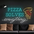 thumbnail image 2 of Handmadetneonsign Pizza Solve Everything Neon Sign, Pizza LED Sign, Solve Everything Neon Light, Food LED Light, Wall Décor, 2 of 5