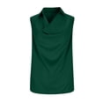 thumbnail image 4 of Xdegoge Tank Top for Women Collared V Neck Sleeveless Dressy Satin Silk Like Cowl Neck Draped Front Loose Fit Elegant Business Work Office Fashion Summer Tops, 4 of 8
