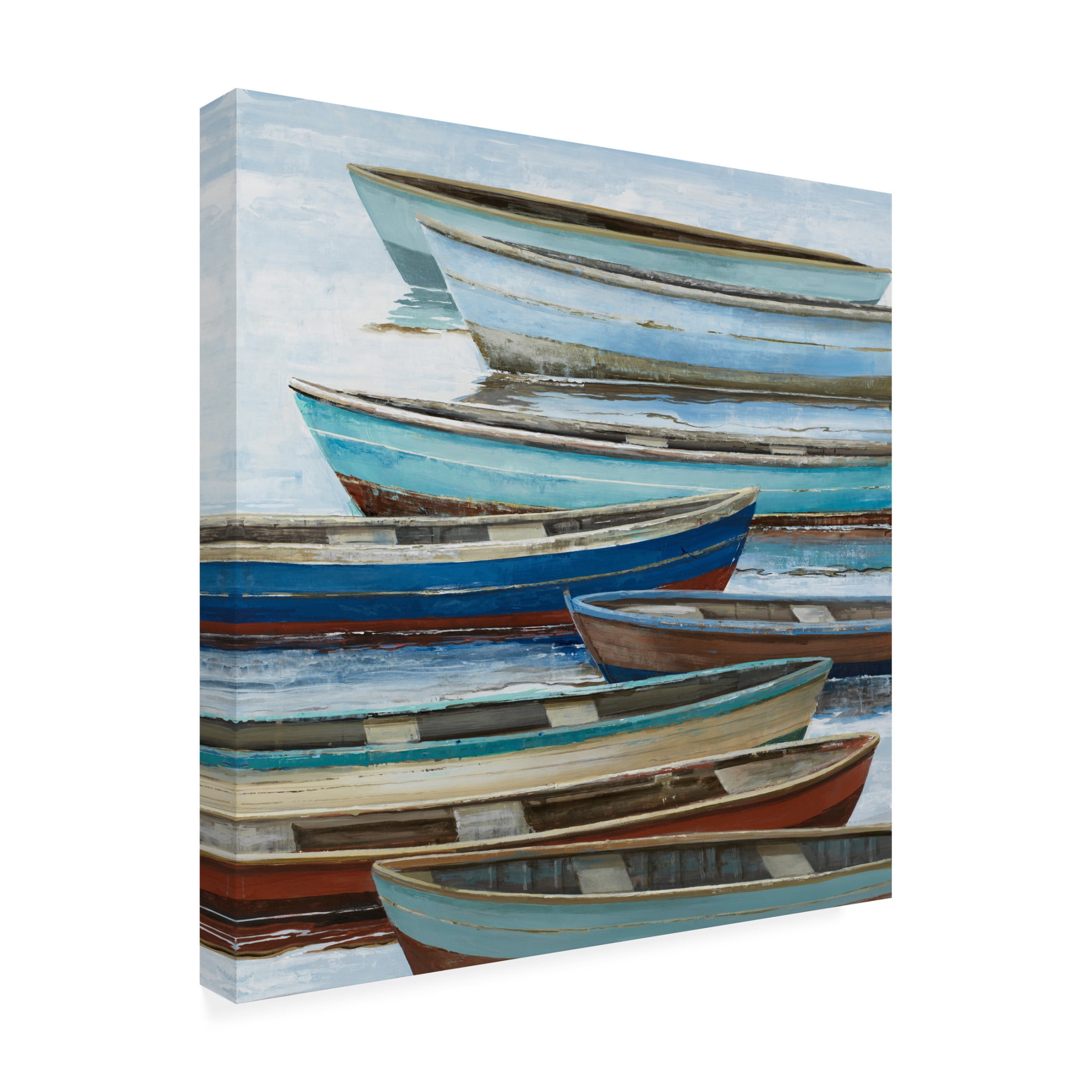 Canvas Wall Art - Max Maxx 'Anchored Boats' Wall Art for Living Room, Bedroom, or Office Décor by Trademark Fine Art - 18 x 18 Inches