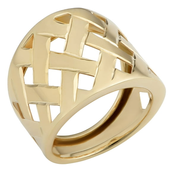 KoolJewelry 14k Yellow Gold High Polish Lattice Ring (19mm wide, size 7)