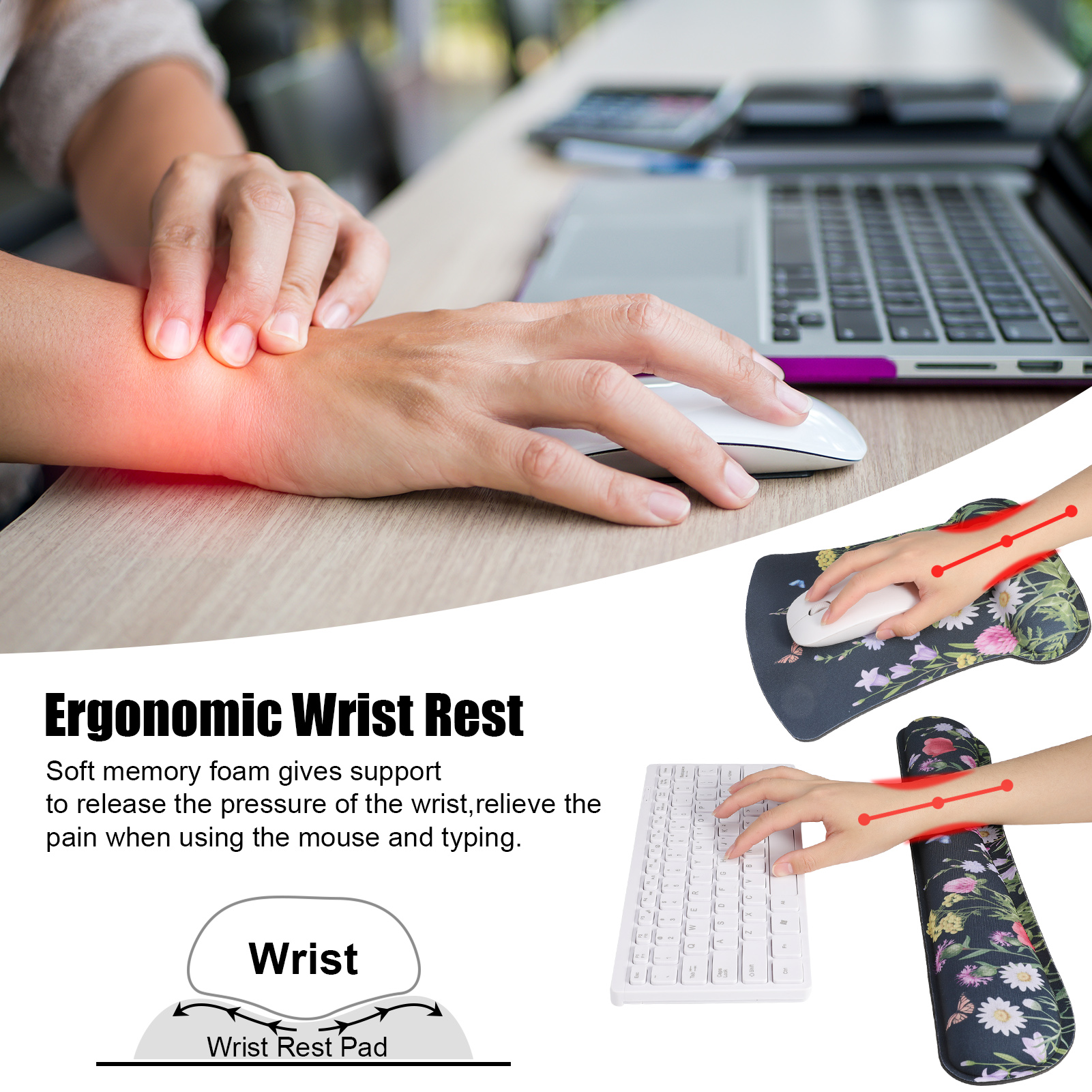Sixwipe Ergonomic Mouse Pad with Wrist Rest photo 3