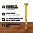 thumbnail image 2 of Tornillos para madera #10 x 4 Grindy, paquete de 200 (1,5 kg) Golden Ruspert, 2 of 6