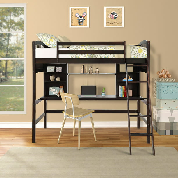 Veryke Twin Loft Bed With Desk And Open, Joplin Twin Loft Bed With Desk And Bookcase