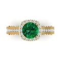 thumbnail image 2 of 2.7ct round cut green emerald 14k yellow gold halo Bridal Wedding Engagement Promise Anniversary Ring for Women size 10.25, 2 of 7