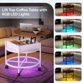 thumbnail image 3 of Ktaxon Mid-Century Coffe Table with Lift Top, 26.7" Round Coffee Table with Storage and Rolling Wheels, Modern Center Table for Small Spaces, Washed White, 3 of 9