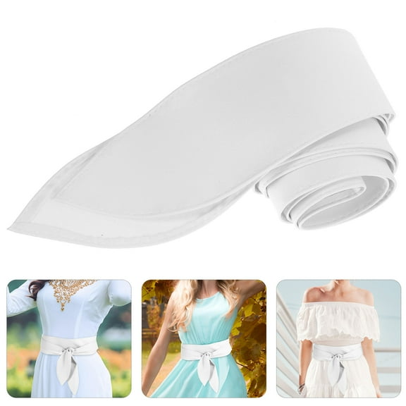 HEATSHAKING 1Set Thin Waist Belt for Women White Imitation Leather Wide Band Bowtie Belt for Formal Occasions and Work