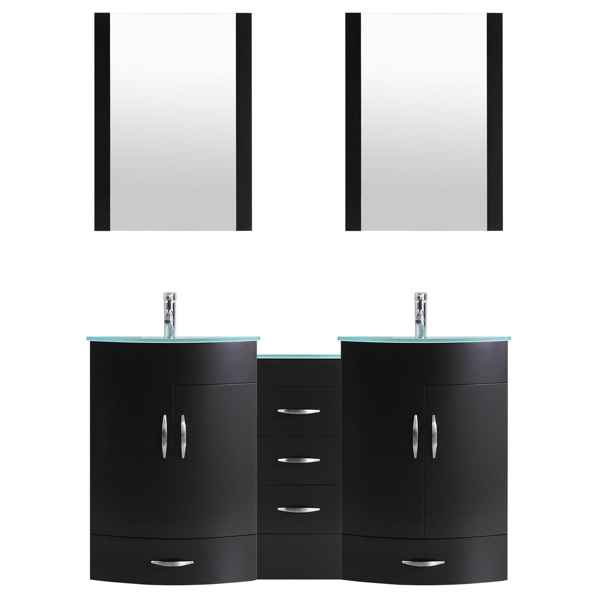 84 Black Vanity Set Two 36 Sink Bases, One 12 Drawer Base (LV5C1584