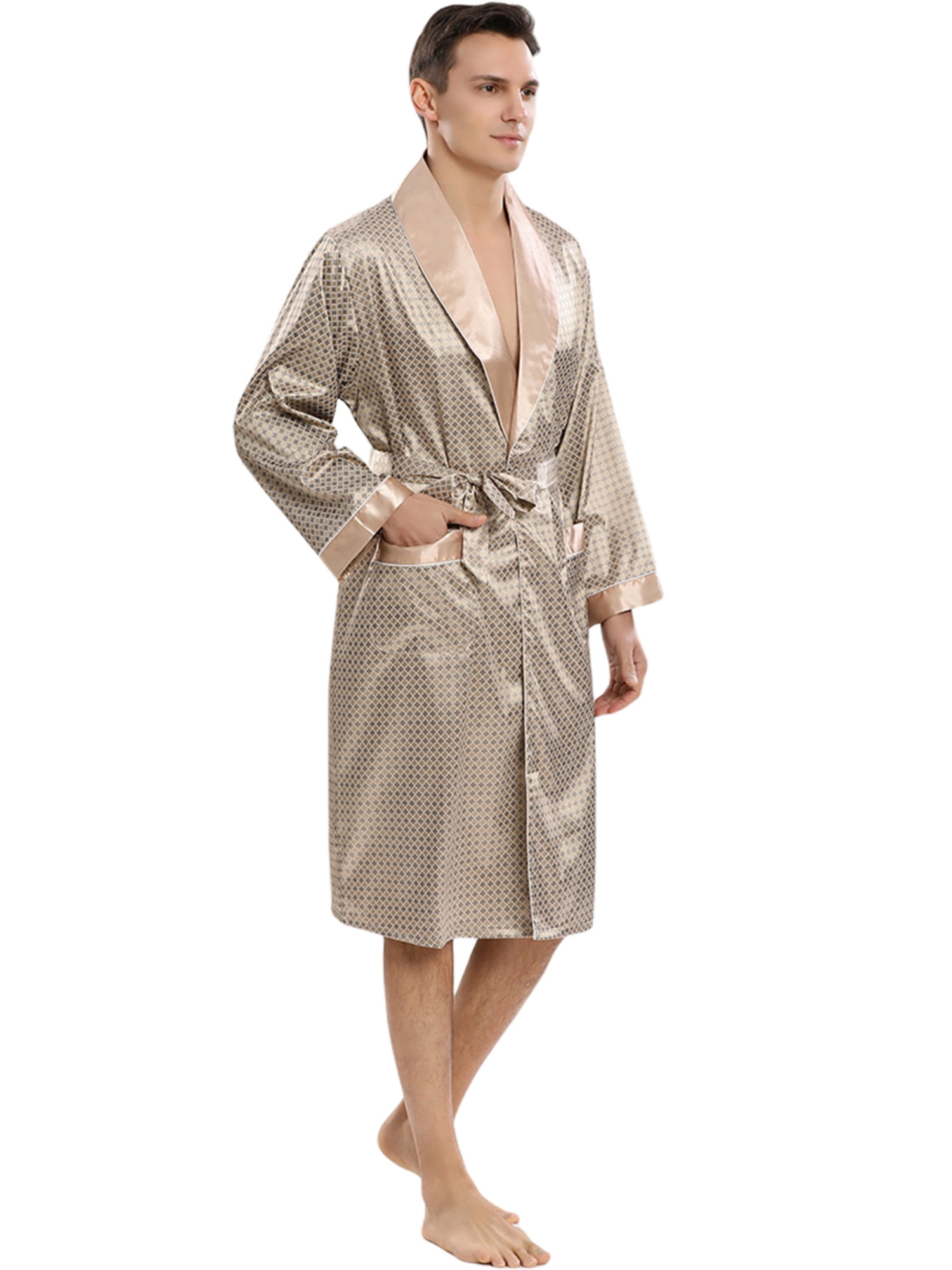 Kimono Robe Cotton Men Women Bathrobe Summer Dressing Gown Lightweight Pajamas Sleepwear Janpanes Style Loungewear Housecoat with Waist Belt for Home Holiday Swim Bath Spa