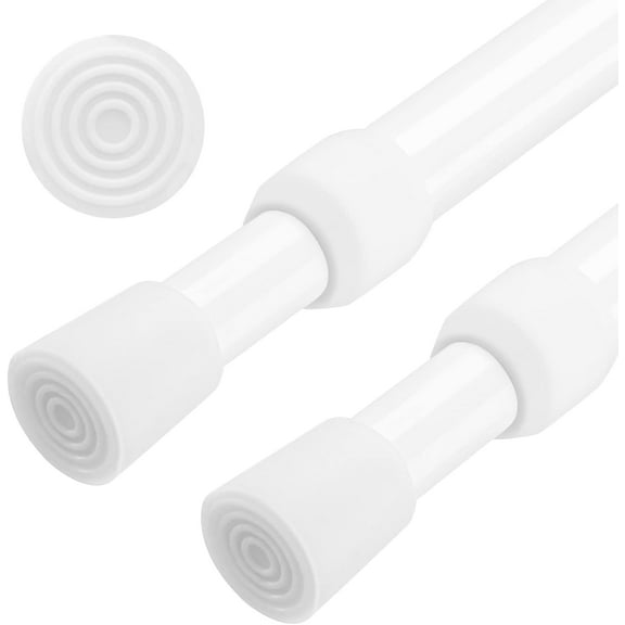 Ludolm 2 Pack Curtain Rod Adjustable 21-36 Inches,5/8" Diameter, White,Small Short Expandable Spring Loaded Tension Rods For Window, Bathroom, Cupboard,Kitchen
