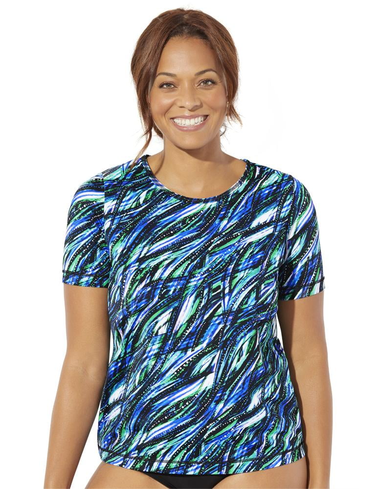 Swimsuits For All Women's Plus Size Chlorine Resistant Swim Tee 8 Sea