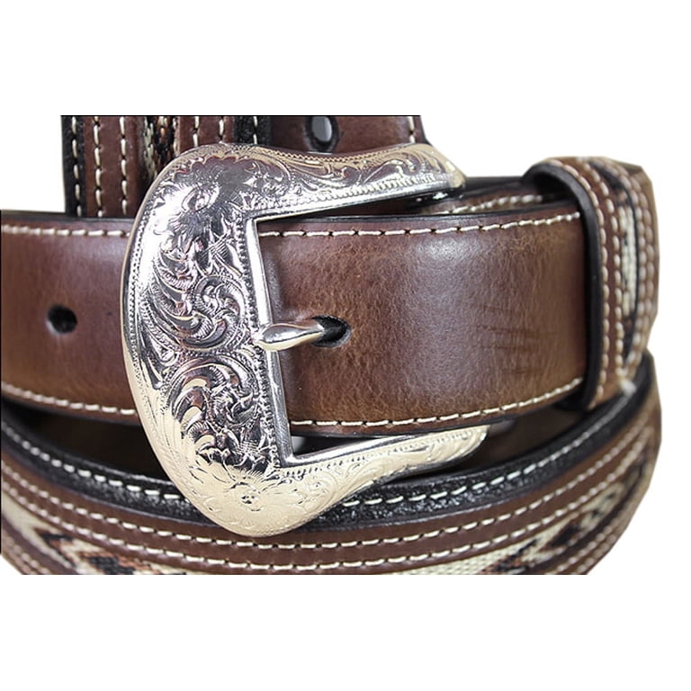 Nocona Belt Co. Mens /Brown Inset Fabric Basic Belt 46 Black  display picture 2