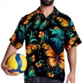 thumbnail image 4 of Flower Butterfly Men's Short Sleeve Poplin Button Down Hawaiian Printed Summer Beach Shirt, Unisex, 4 of 6
