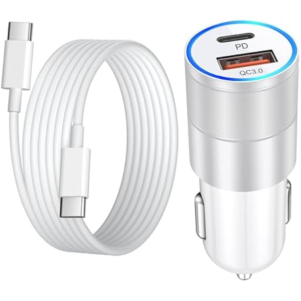 HAYAN USB C Car Charger 36W, 2-Port Car Phone Charger PD&QC3.0 Fast Charging Type C Car Charger 12v Cigarette Lighter Adapter with 4FT USB C Cable for iPhone 16 15 Pro Max, Samsung Galaxy S25 S24 A16