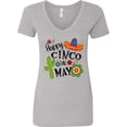 thumbnail image 3 of Inktastic Happy Cinco De Mayo Sombrero, Cactus, Flowers Women's V-Neck T-Shirt, 3 of 5
